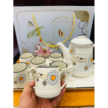 Bộ Bình Ấm Sứ 6 Cốc Cao Cấp Sang Trọng kèm Khay Dầy Dặn - Giá ưu đãi 310.000₫ 7