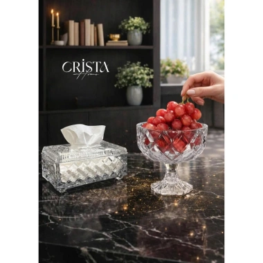 Bộ bình cốc thuỷ tinh Caro trắng CRISTA HOME - Set ly bình khay sang trọng decor bàn ăn, quà Tân Gia 115k 2