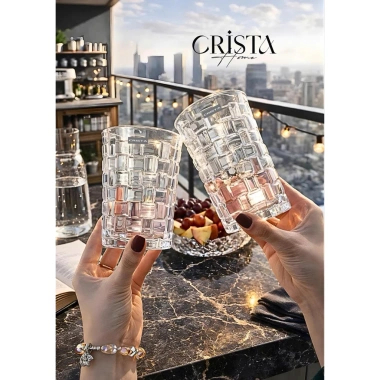 Bộ bình cốc thuỷ tinh Caro trắng CRISTA HOME - Set ly bình khay sang trọng decor bàn ăn, quà Tân Gia 115k 10