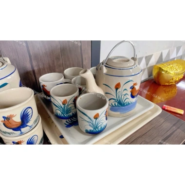 Bộ bình tích gà gốm xưa Lái Thiêu - kèm dĩa vuông và 6 ly trà, giảm còn 375k 7 Bộ bình tích gà gốm xưa Lái Thiêu - kèm dĩa vuông và 6 ly trà, giảm còn 375k 7