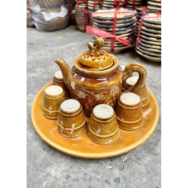 Bộ Bình Trà Nâu Cổ + Ly Trà Nâu Cổ Gốm Xưa Lái Thiêu Nam Bộ - Giá ưu đãi 154.000₫, Hoài Niệm