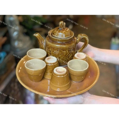 Bộ Bình Trà Nâu Cổ + Ly Trà Nâu Cổ Gốm Xưa Lái Thiêu Nam Bộ - Giá ưu đãi 154.000₫, Hoài Niệm
