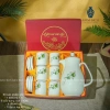 Bộ Bình Trà Sứ 1.5L Vẽ Tay Men Kem Bát Tràng - Có Khay, Ấm Pha Trà Gốm Sứ - Giá ưu đãi 230.000 VND