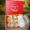 Bộ Bình Trà Sứ 1.5L Vẽ Tay Men Kem Bát Tràng - Có Khay, Ấm Pha Trà Gốm Sứ - Giá ưu đãi 230.000 VND 6