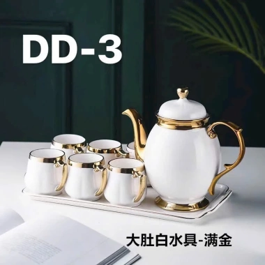 Bộ bình trà sứ vân đá cao cấp kèm ly và khay đựng - Sang trọng, giá ưu đãi 438.900 dong