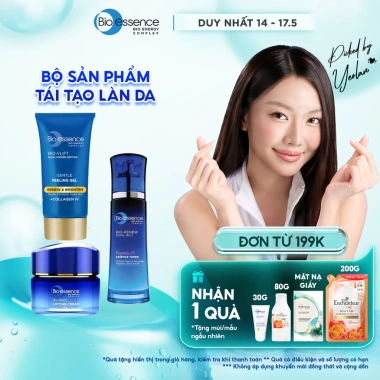 Bộ Bio‑essence Renew Tái tạo da – Gel tẩy tế bào chết, sữa rửa mặt, kem nâng cơ, toner – 199.000 VND