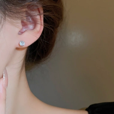 Bộ bông tai 6 chiếc hình tròn đính zirconium - nhẹ, sang, tối giản cho công sở