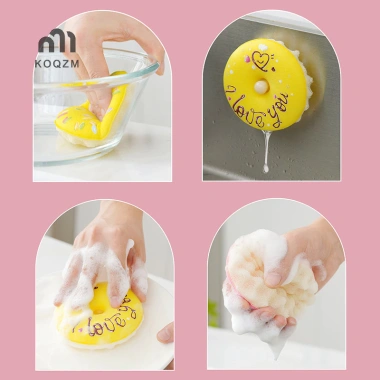 Bộ bọt biển bát đĩa + cốc hút, chống bánh rán, bàn chải rửa chén thoát nhanh - KOQZM 6