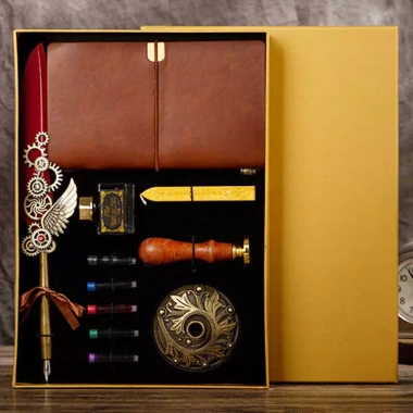 Bộ Bút Châu Âu Retro Lông Vũ Bạch Kim – Quà Tặng, Bút Máy, Tính Xách Tay, 513.702 VND