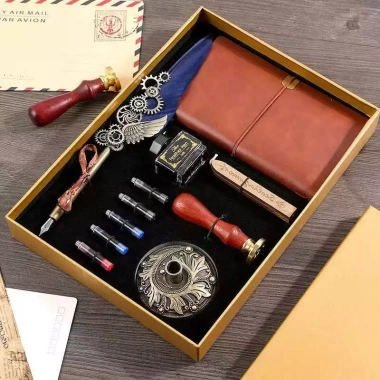 Bộ Bút Châu Âu Retro Lông Vũ Bạch Kim – Quà Tặng, Bút Máy, Tính Xách Tay, 513.702 VND