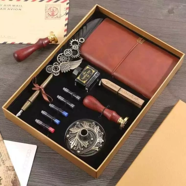 Bộ Bút Châu Âu Retro Lông Vũ Bạch Kim – Quà Tặng, Bút Máy, Tính Xách Tay, 513.702 VND