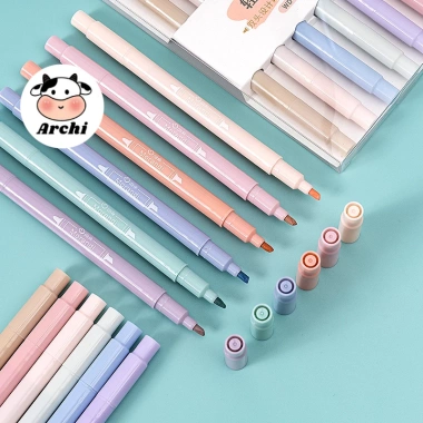 Bộ bút dạ quang 6 màu WENDOW - ống tròn, highlight ghi chú, giảm giá 25.900 VNĐ 2