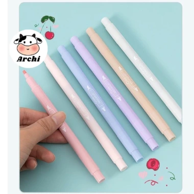 Bộ bút dạ quang 6 màu WENDOW - ống tròn, highlight ghi chú, giảm giá 25.900 VNĐ 3