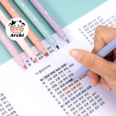 Bộ bút dạ quang 6 màu WENDOW - ống tròn, highlight ghi chú, giảm giá 25.900 VNĐ 5