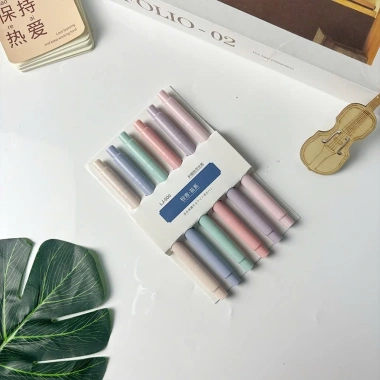 Bộ bút dạ quang 6 màu WENDOW - ống tròn, highlight ghi chú, giảm giá 25.900 VNĐ 6