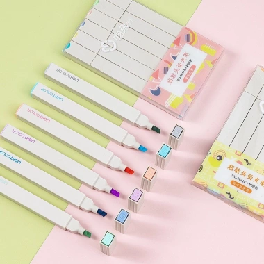 Bộ bút dạ quang Lalunavn 6 màu - Highlight ghi nhớ, đánh dấu, chỉ 39.000đ
