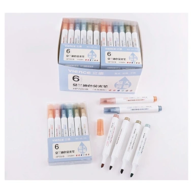 Bộ bút dạ quang Lalunavn 6 màu - Highlight ghi nhớ, đánh dấu, chỉ 39.000đ