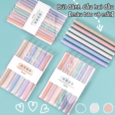 Bộ Bút Highlight Morandi 2 Đầu 6 Màu - Mực Không Độc, Bảo Vệ Mắt, Giá 18.899₫