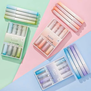 Bộ bút highlight Pastel CY Gradual Sunrise 4 màu Xanh Ngọc - Giá chỉ 28.000đ 2