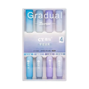 Bộ bút highlight Pastel CY Gradual Sunrise 4 màu Xanh Ngọc - Giá chỉ 28.000đ 5