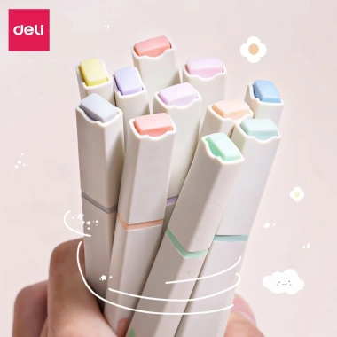 Bộ Bút Highlight Pastel S741-742-743 kèm Sticker Trang Trí Deli Dạ Quang Giá 53.900₫ 8