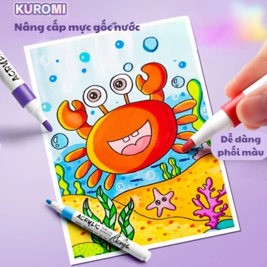 Bộ bút màu acrylic Kuromi Melody 24‑60 màu siêu đẹp, nhỏ gọn, tô mọi chất liệu – Giá ưu đãi 165k 4