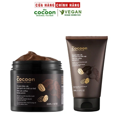 Bộ cà phê Đắk Lắk Cocoon làm sạch da chết – da mặt 150ml + cơ thể 200ml, 125.550đ Bộ cà phê Đắk Lắk Cocoon làm sạch da chết – da mặt 150ml + cơ thể 200ml, 125.550đ