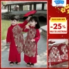 Bộ cách tân TUN KIT TK038 áo dài cao cấp cho bé trai, bé gái đón Tết 2.026 - Giá 131,400₫