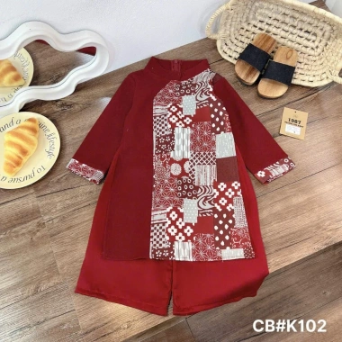 Bộ cách tân TUN KIT TK038 áo dài cao cấp cho bé trai, bé gái đón Tết 2.026 - Giá 131,400₫