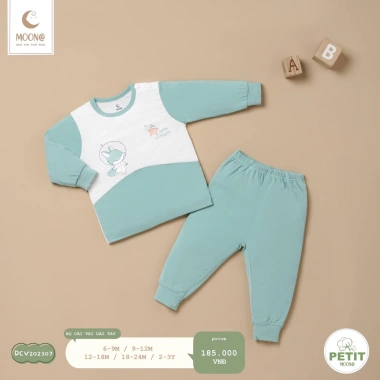 Bộ Cài Vai Dài Tay Hoạ Tiết Hoạt Hình Đáng Yêu Cho Bé MOON - Chính Hãng, Giá 185k