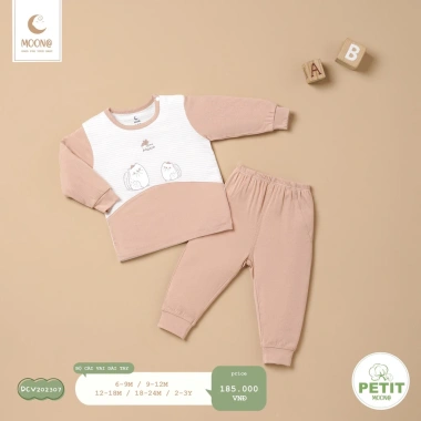 Bộ Cài Vai Dài Tay Hoạ Tiết Hoạt Hình Đáng Yêu Cho Bé MOON - Chính Hãng, Giá 185k