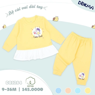 Bộ Cài Vai Tay Cotton Hoạ Tiết Ngộ Nghĩnh cho Bé Dokma DB1.264, DB2.495 - 145.000₫