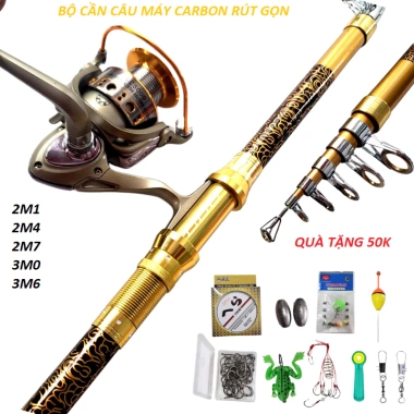 Bộ Cần Câu Máy Rút Gọn 2m-3m6 kèm máy và phụ kiện - Giá ưu đãi 279.000 VND, mạnh mẽ, tiện lợi, độ bền cao, thiết kế gọn nhẹ