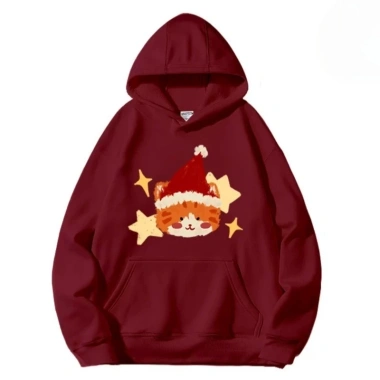 Bộ cặp đôi hoodie Giáng sinh 2.025 - Áo thun hoạt hình mèo con, rộng rãi, cỡ M-8XL, giảm còn 117.720₫ 5