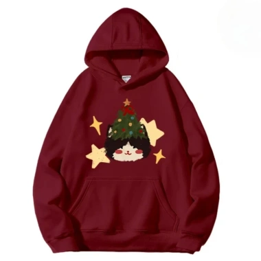 Bộ cặp đôi hoodie Giáng sinh 2.025 - Áo thun hoạt hình mèo con, rộng rãi, cỡ M-8XL, giảm còn 117.720₫ 7
