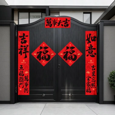 Bộ câu đối đổ xô cao cấp 2.026 - Thiết kế năm ngựa lá vàng, gói trang trí Tết Nguyên Đán hoàn chỉnh, chỉ 216.000₫