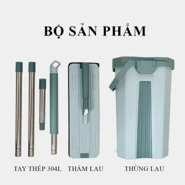 Bộ cây lau nhà 360 độ tự vắt thông minh, chổi cao cấp kèm 2 bông lau Giá 179.000 2