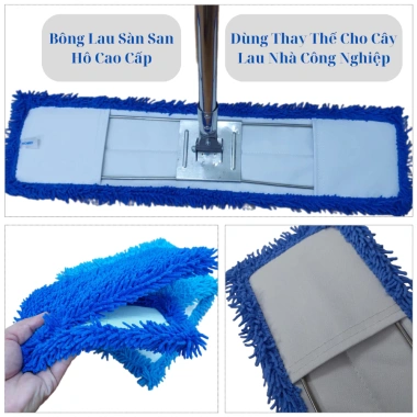 Bộ Cây Lau Nhà Công Nghiệp Cán Inox 201 Không Gỉ - Kèm Bông Lau Sàn San Hô, 45/60/90cm, Giá 30.000₫
