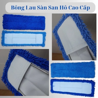 Bộ Cây Lau Nhà Công Nghiệp Cán Inox 201 Không Gỉ - Kèm Bông Lau Sàn San Hô, 45/60/90cm, Giá 30.000₫