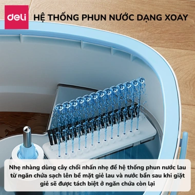 Bộ Cây Lau Nhà Deli, Chổi Xoay 360°, 2 ngăn, bông lau, giá ưu đãi 399.000 VND 2