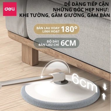 Bộ Cây Lau Nhà Deli Gập 90 độ, Thùng Tự Vắt, Chổi Lau 360 độ - Giá 21.000 8