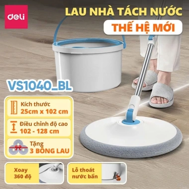 Bộ Cây Lau Nhà Deli Gập 90 độ, Thùng Tự Vắt, Chổi Lau 360 độ - Giá 21.000 14