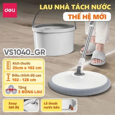 Bộ Cây Lau Nhà Deli Gập 90 độ, Thùng Tự Vắt, Chổi Lau 360 độ - Giá 21.000 17