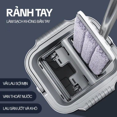 Bộ cây lau nhà MOP-JULIDO thùng tự vắt, chổi 360 độ làm sạch sàn - chỉ 185.000₫