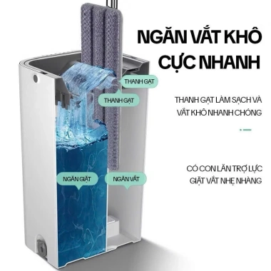Bộ Cây Lau Nhà Thông Minh - Thùng Tự Vắt, Chổi 360 độ Lau Sàn, Giảm Giá 139k 4