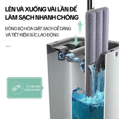 Bộ Cây Lau Nhà Thông Minh - Thùng Tự Vắt, Chổi 360 độ Lau Sàn, Giảm Giá 139k 8