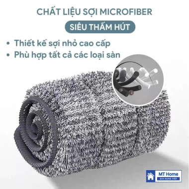 Bộ Cây Lau Nhà Thông Minh Tự Vắt 2 Ngăn 360 độ Cao Cấp 2 Chổi Lau + 8 Bông + Thùng Vắt 133k 7
