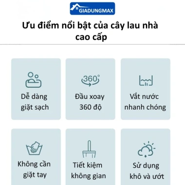 Bộ cây lau nhà thông minh tự vắt, thùng xoay 360, kèm bông lau hút sạch, nút xả tiện lợi giảm giá 7 Bộ cây lau nhà thông minh tự vắt, thùng xoay 360, kèm bông lau hút sạch, nút xả tiện lợi giảm giá 7