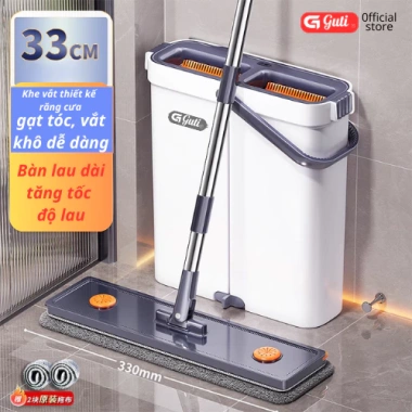 Bộ Cây Lau Nhà Tự Vắt Guti - Chổi Lau 360 Siêu Mỏng, 4 Hệ Thống Làm Sạch, Giá 463.000đ