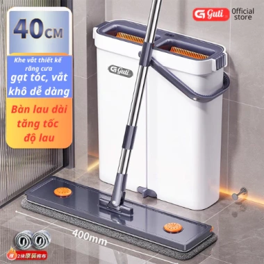 Bộ Cây Lau Nhà Tự Vắt Guti - Chổi Lau 360 Siêu Mỏng, 4 Hệ Thống Làm Sạch, Giá 463.000đ